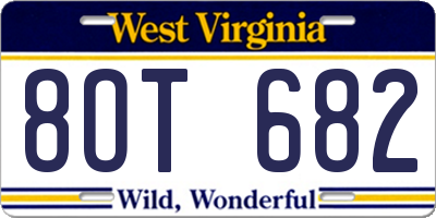 WV license plate 8OT682