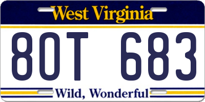 WV license plate 8OT683