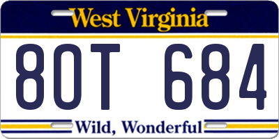 WV license plate 8OT684