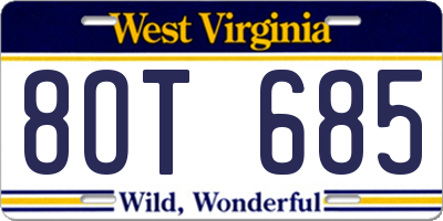 WV license plate 8OT685