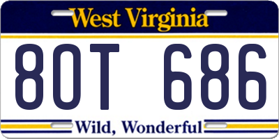 WV license plate 8OT686
