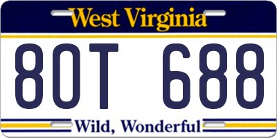 WV license plate 8OT688