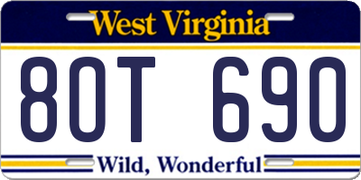 WV license plate 8OT690