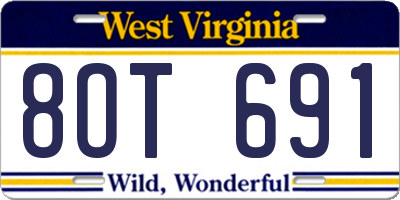 WV license plate 8OT691