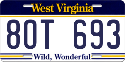 WV license plate 8OT693