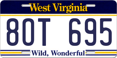 WV license plate 8OT695