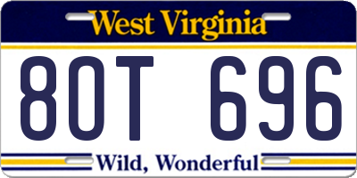 WV license plate 8OT696