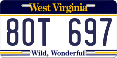 WV license plate 8OT697