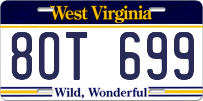 WV license plate 8OT699