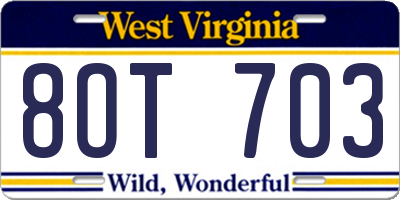 WV license plate 8OT703