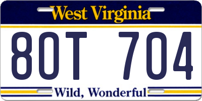 WV license plate 8OT704
