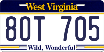 WV license plate 8OT705