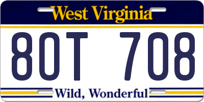WV license plate 8OT708