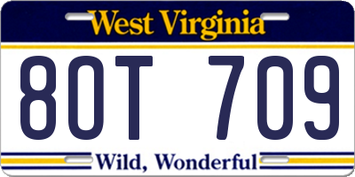 WV license plate 8OT709