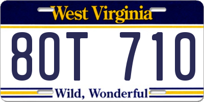 WV license plate 8OT710