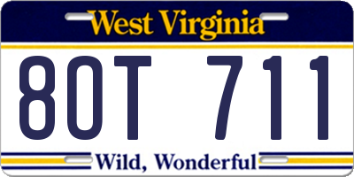 WV license plate 8OT711