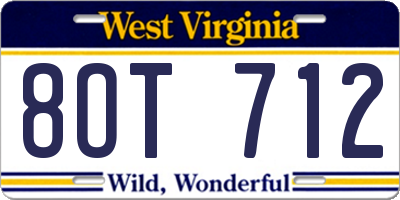 WV license plate 8OT712