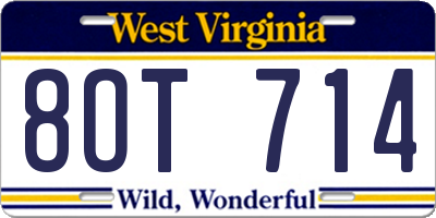 WV license plate 8OT714