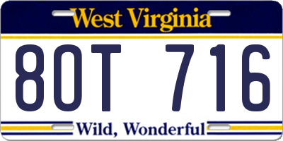 WV license plate 8OT716