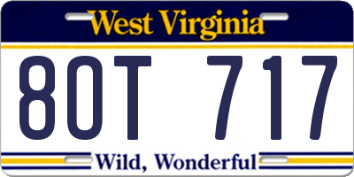 WV license plate 8OT717