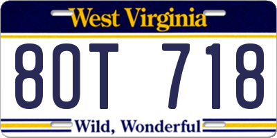 WV license plate 8OT718