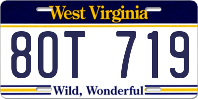 WV license plate 8OT719
