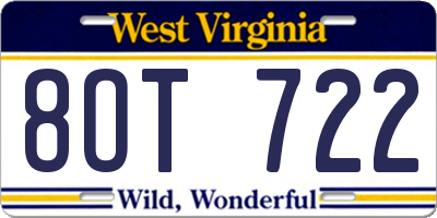 WV license plate 8OT722