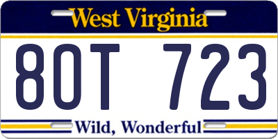 WV license plate 8OT723