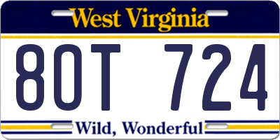 WV license plate 8OT724