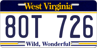 WV license plate 8OT726