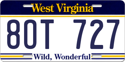 WV license plate 8OT727