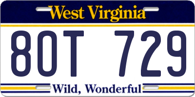WV license plate 8OT729