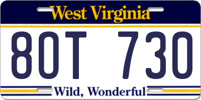 WV license plate 8OT730