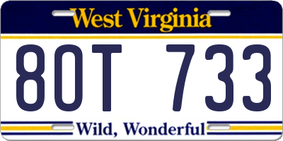 WV license plate 8OT733