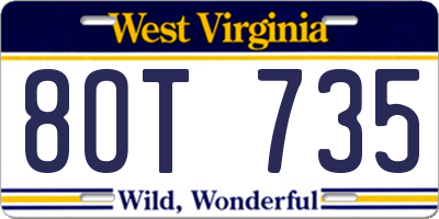 WV license plate 8OT735