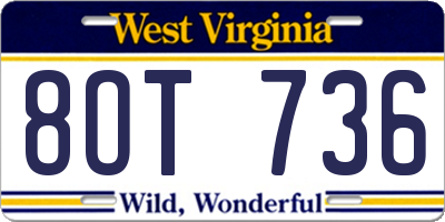 WV license plate 8OT736