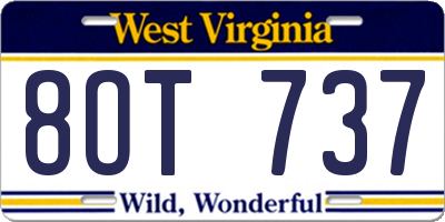 WV license plate 8OT737