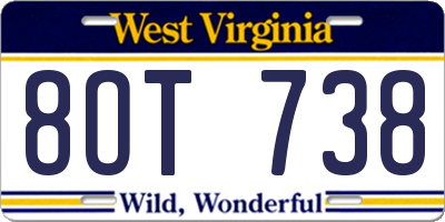 WV license plate 8OT738