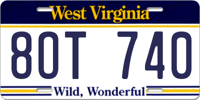 WV license plate 8OT740
