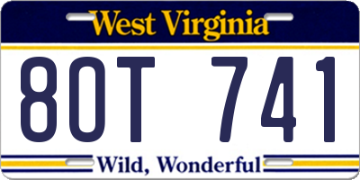 WV license plate 8OT741
