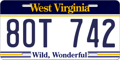 WV license plate 8OT742