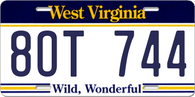WV license plate 8OT744