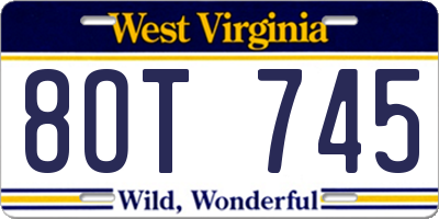 WV license plate 8OT745