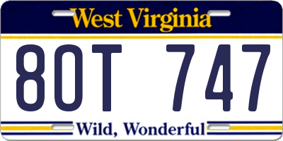 WV license plate 8OT747