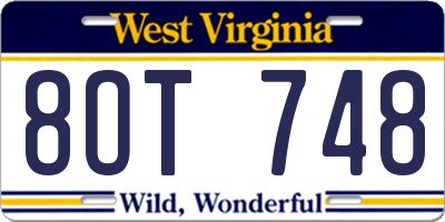 WV license plate 8OT748