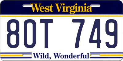 WV license plate 8OT749