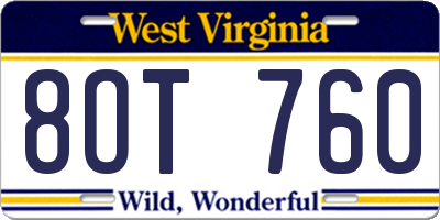 WV license plate 8OT760