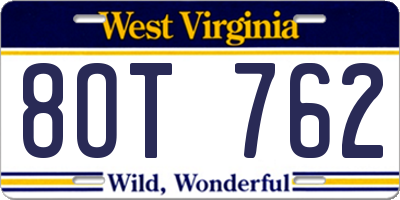 WV license plate 8OT762
