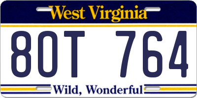 WV license plate 8OT764