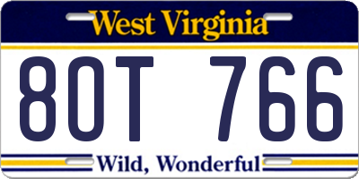 WV license plate 8OT766
